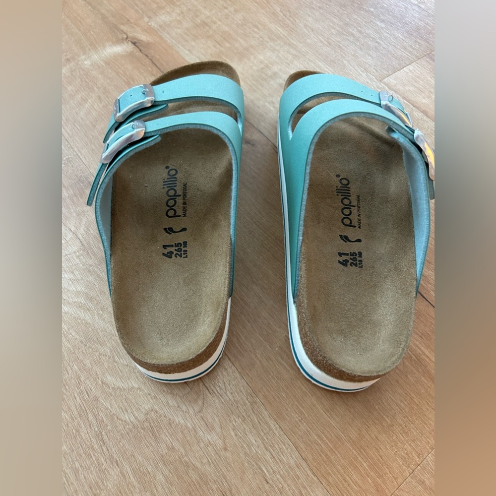 Birkenstock Teal Metallic Double Buckle Sandals - Picture 4 of 5